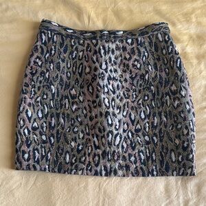 Vintage Italian Leopard Woven Pencil Mini Skirt